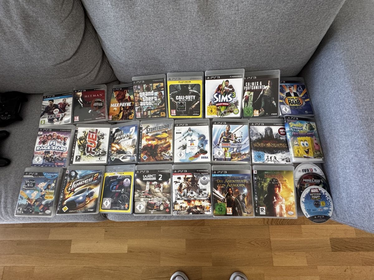 PS3 Mega-Bundle: Konsole 26 Spiele Lenkrad & 3 Controller (Gebraucht ...