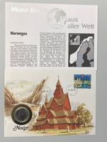 Norwegen Münzbrief mit Sondermarke und Münze, Top Zustand