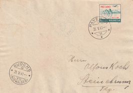 Flugpost Brief--Payerne-Bouchs-1941 verschobener Aufdruck