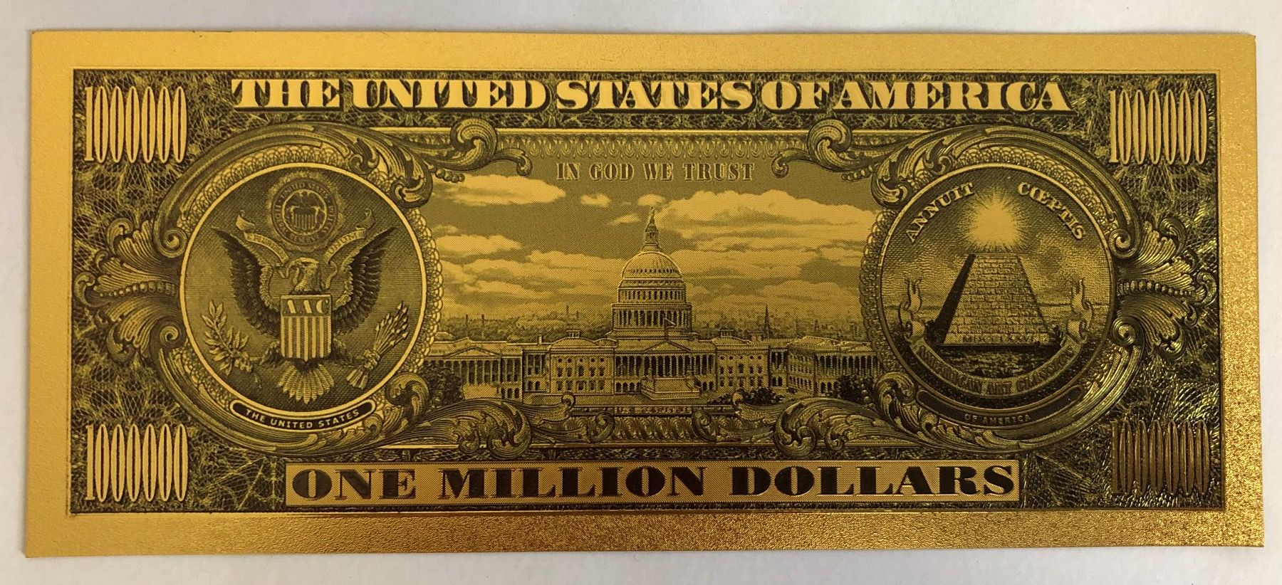 Tutti le monete: One Million Dollar Note Goldenfarbig herausgearbeitet – Nuovo (secondo la descrizione) da Altstätten SG venduto da ChangeMaker 1