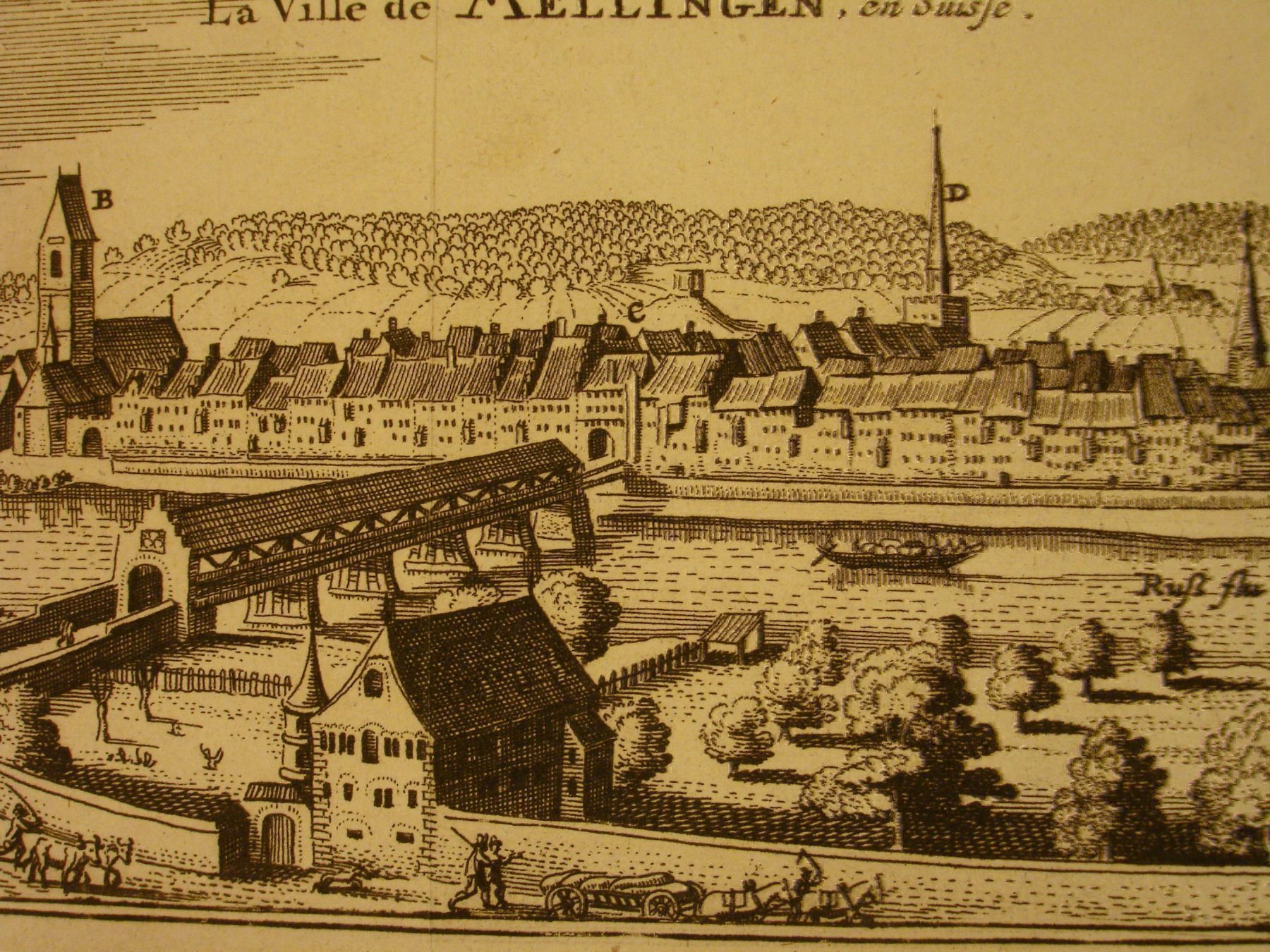 Incisioni: MELLINGEN, KUPFERSTICH 1723 – Usato da Grüningen venduto da Kartensammler 4