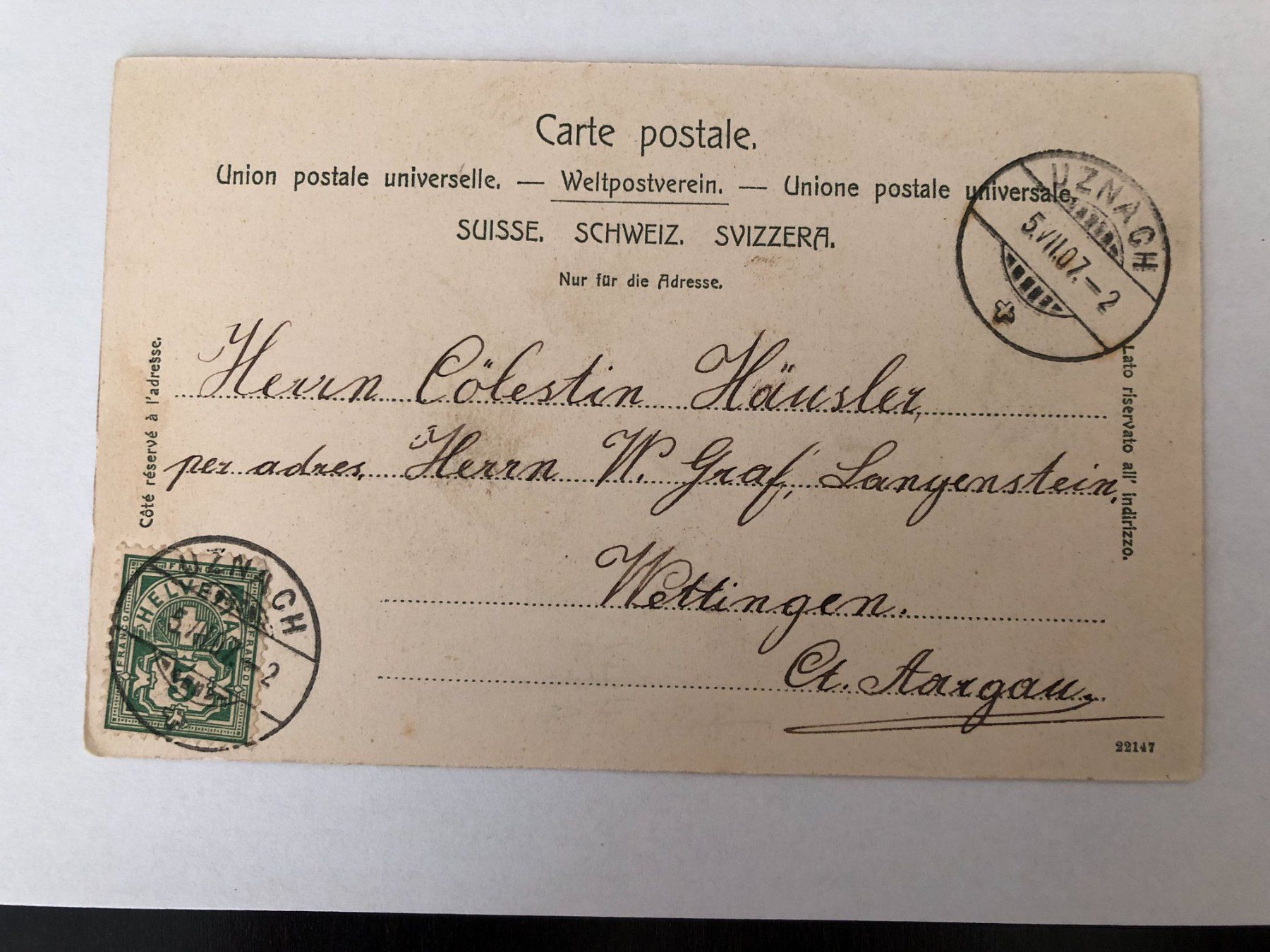Cartes postales: Ansichtskarte Wengen Jungfrau 1907 – D'occasion à Pfäffikon ZH par Waltoversand 1