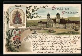Litho Einsiedeln, Kloster im Barockstil,