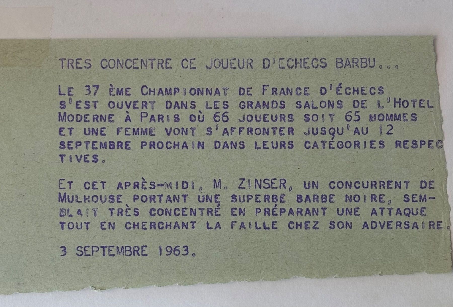 Foto & Immagini: Robert Cohen/AGIP - Schach, Frankreich – Usato da Frauenfeld venduto da Merk52 1
