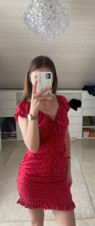 Sommerkleid in Rot mit weissen Punkten (Gr.S)