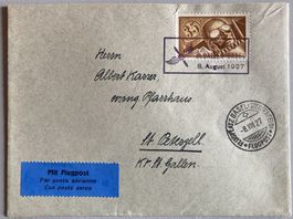 Flugpost vom 8. August 1927 mit F6, Kat. 120 Fr.