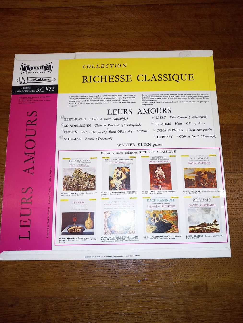Vinyles: Leurs amours Walter klien piano – D'occasion à Le locle par juliensaran 1