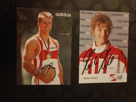 Leichtathletik Olympiasieger - 2x signierte Autogrammkarten