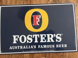 Emailschild Foster's Bier blau Metall guter Zustand
