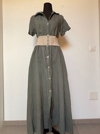 Maxi Mantelkleid / Blusenmantel  aus Leinen