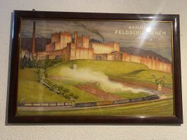 B.Mangold Feldchlösschen Brauerei Plakat Bild ,1910 Rarität