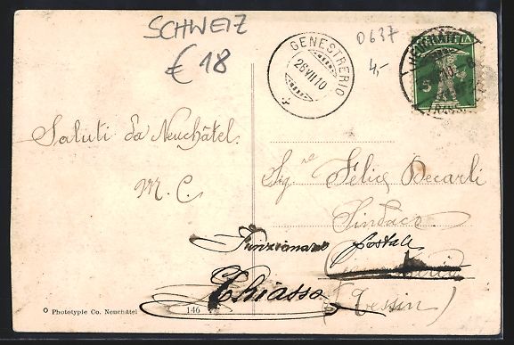 Cartoline postali: Neuchatel, Uferpartie, Brunnen und Kirch – Usato da Berlin venduto da bartko-reher 1