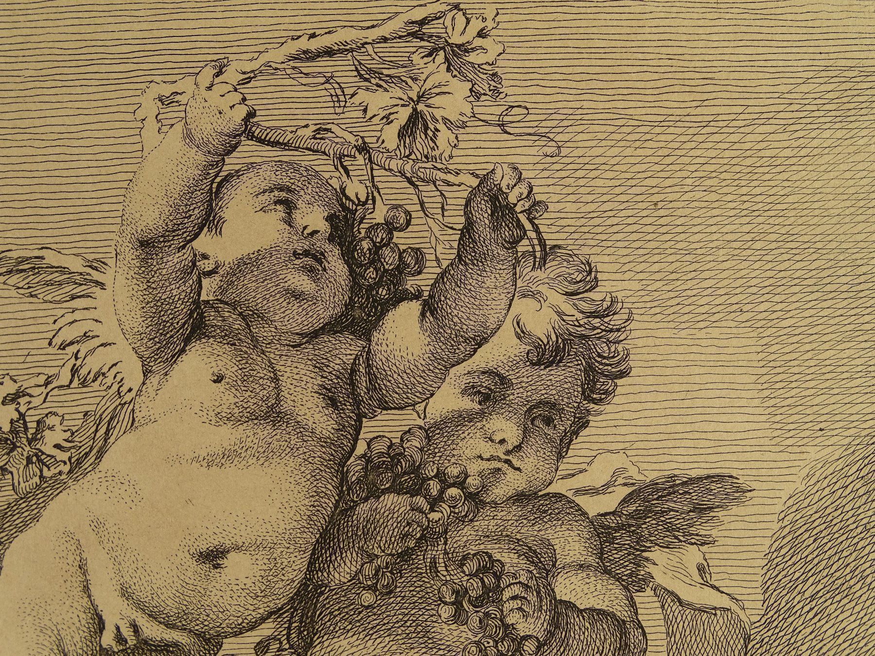 Incisioni: 3 PUTTEN, PUTTI IN DEN WOLKEN, TRAUBEN, AMOR – Usato da Grüningen venduto da Kartensammler 6