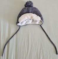 Wintermütze mit Bommel grau gefüttert gebraucht