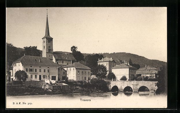 Cartes postales: AK Travers, Ortspartie mit Kirche – D'occasion à Berlin par bartko-reher