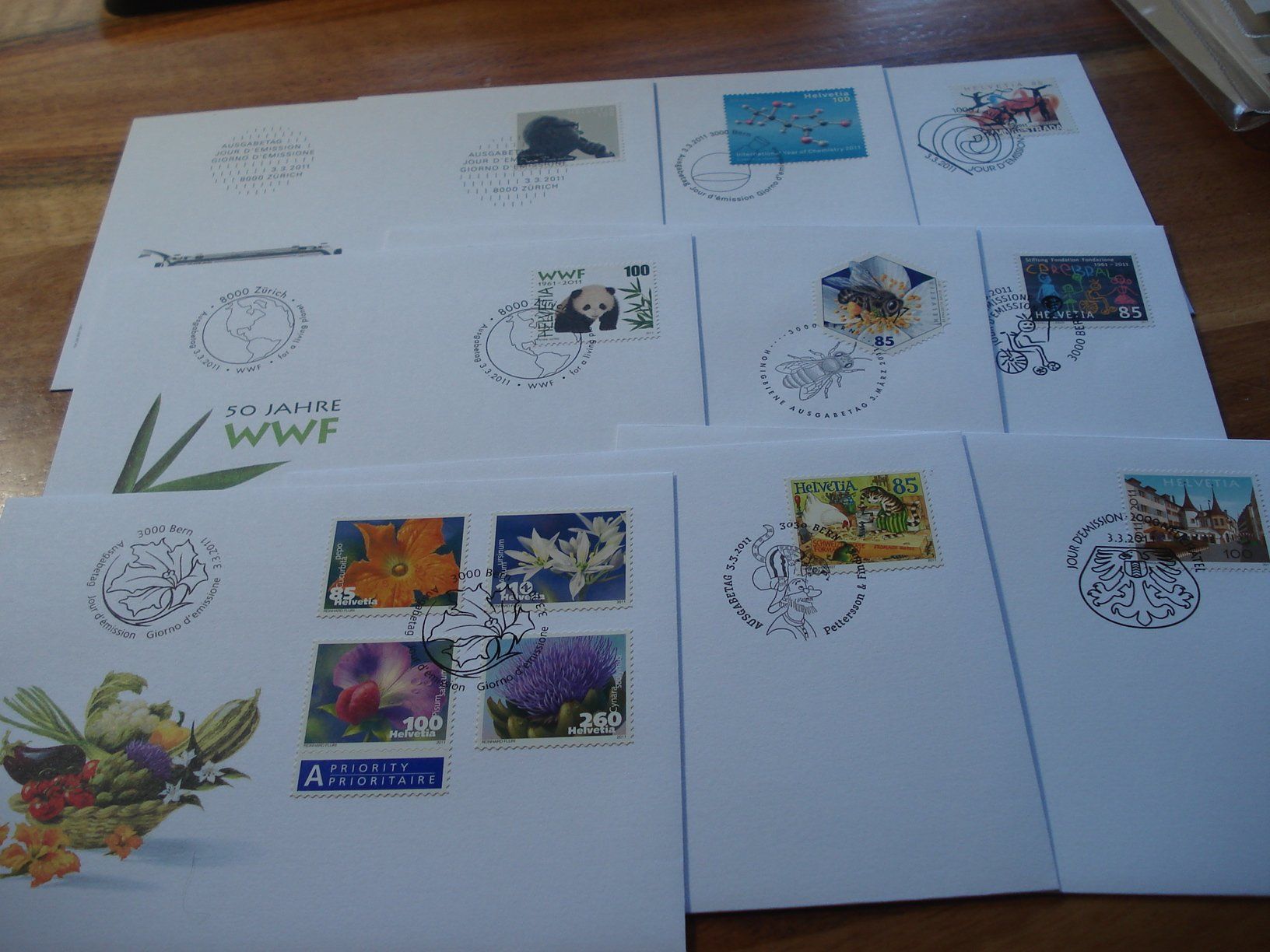 Tutti i francobolli: Schweiz 2011, Set FDC , 20 Belege – Usato da Niederwil AG venduto da morostahu 2