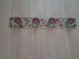 TEELICHTHALTER GLAS MIT 4 TEELICHTER