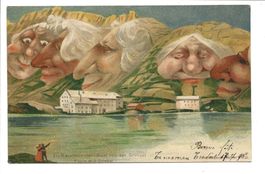 Berggesicht - Gruss von der Grimsel (BE/VS) Killinger  Litho