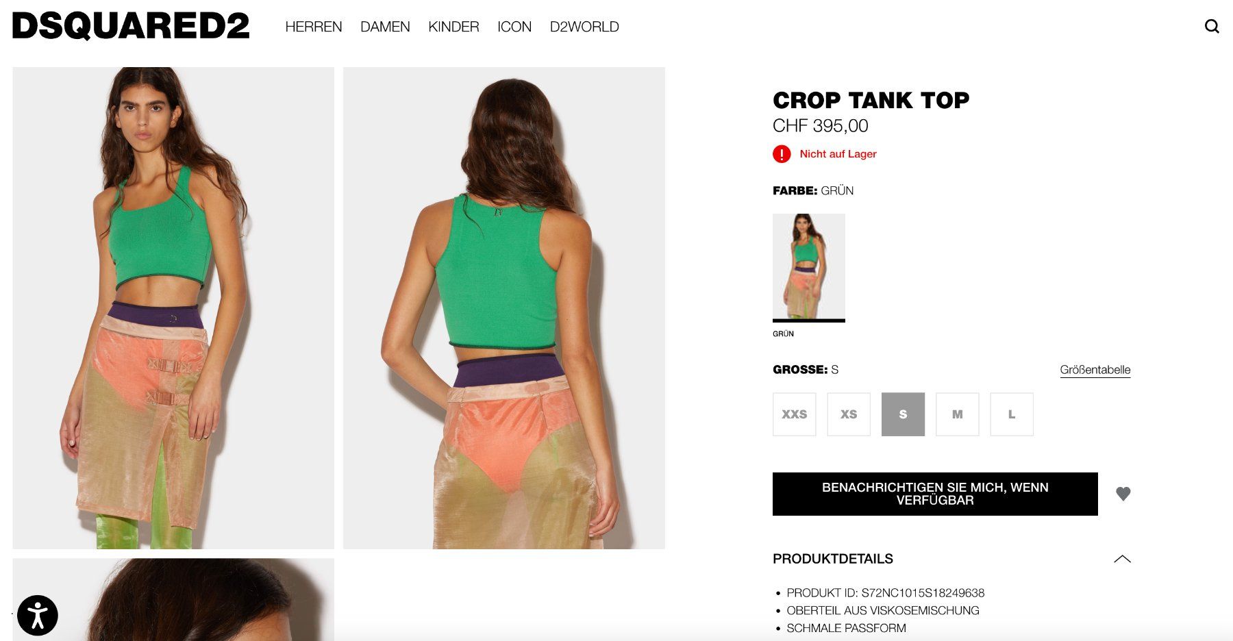 Dsquared2 Top: CHF 395 Dsquared2 cropped top - L – Nuovo e nell'imballaggio originale da St-Sulpice VD venduto da juhdu 1