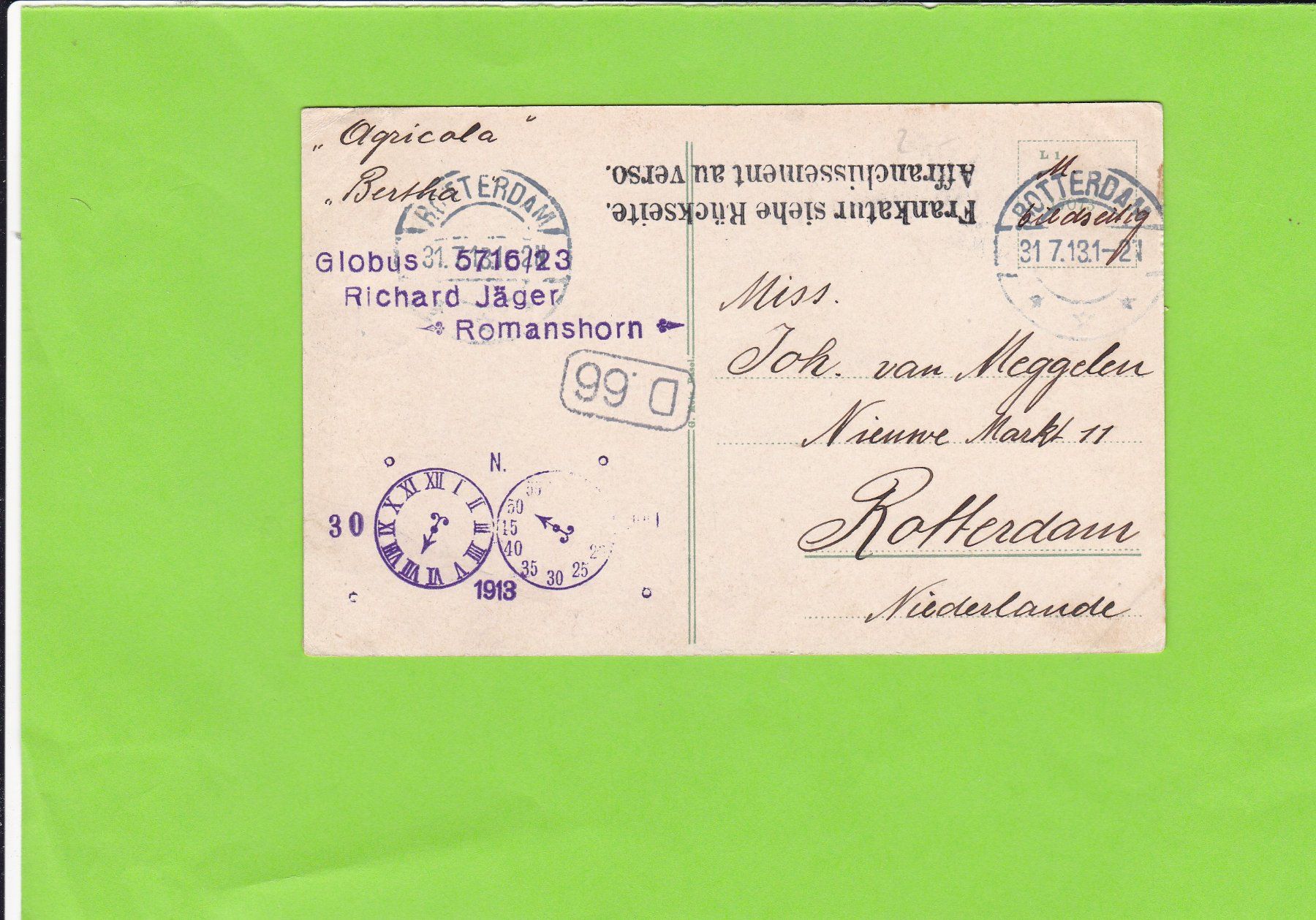 Ansichtskarten: Bodensee-Dampfschiff-Möwe--1913 nach Rotterdam – Gebraucht aus St. Peterzell von neckertal 1