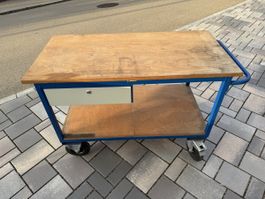 Werkstatt-Rolltisch 2 Flächen mit Schublade