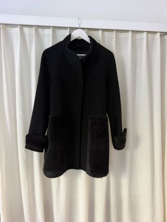 Cinzia Rocca Icons Mantel schwarz Wolle Kaschmir Grösse 36