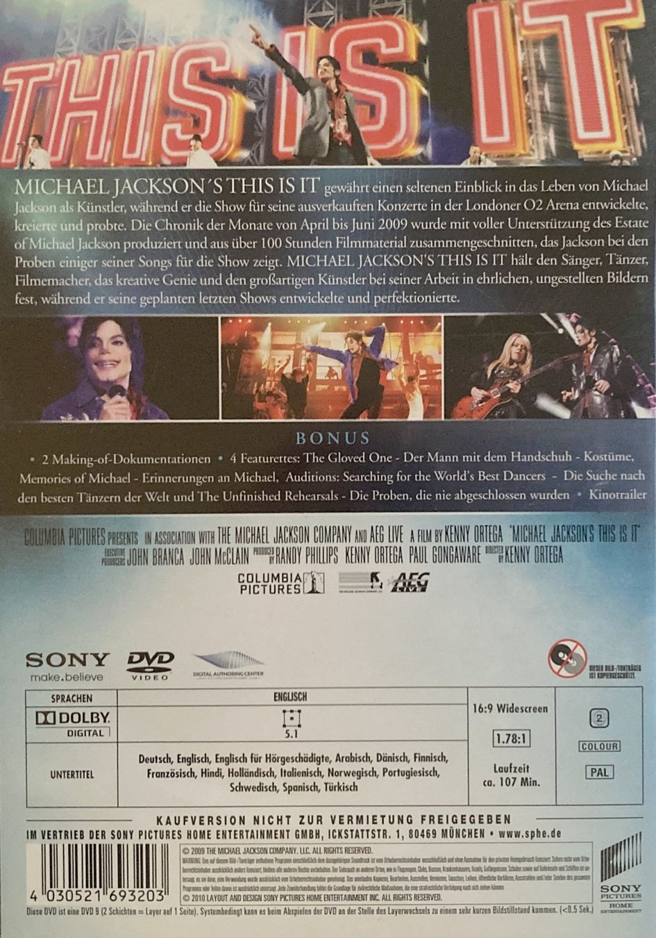 Tutti i DVDs: MICHAEL JACKSON - THIS IS IT – Usato da Bottens venduto da hotter-than-hell 1