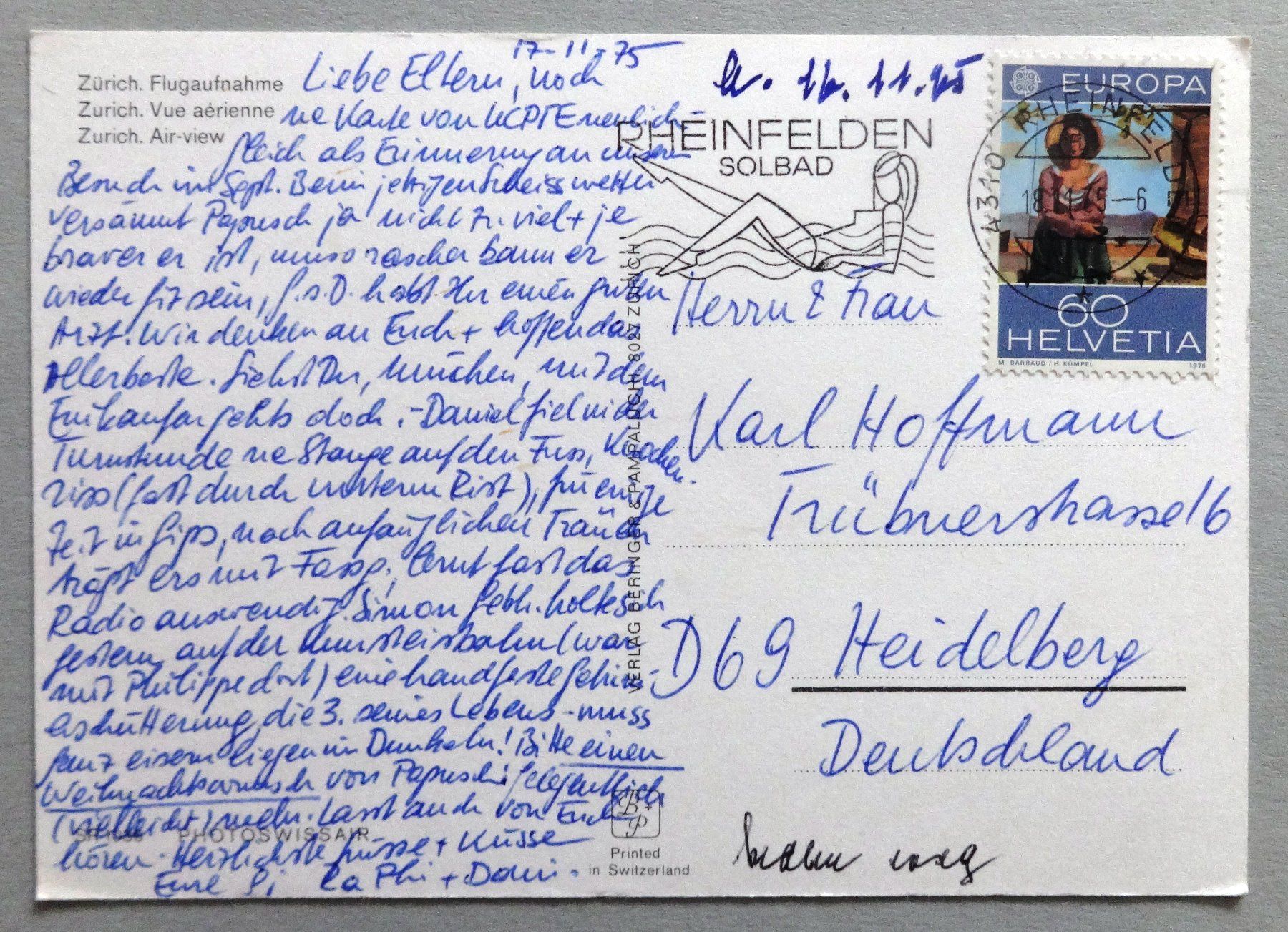 Cartoline postali: Zürich, Flugaufnahme – Usato da Fétigny venduto da Billy2miny 1