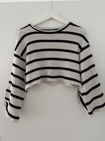 ZARA Striped Knit Crop Top - Size S 