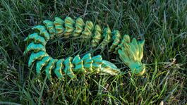 Drache - Articulated Bonedragon - 25 cm - Gold/Grün