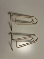 Buchstützen Büroklammer Design Metall beige 2 Stück neu