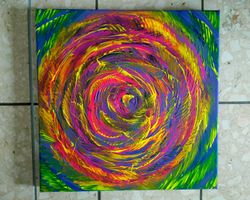 "Neon Rose" Leuchtendes, abstraktes Acryl Gemälde, Unikat