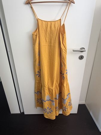 Zara Mustard Linen Blend Summer Dress Size S 
