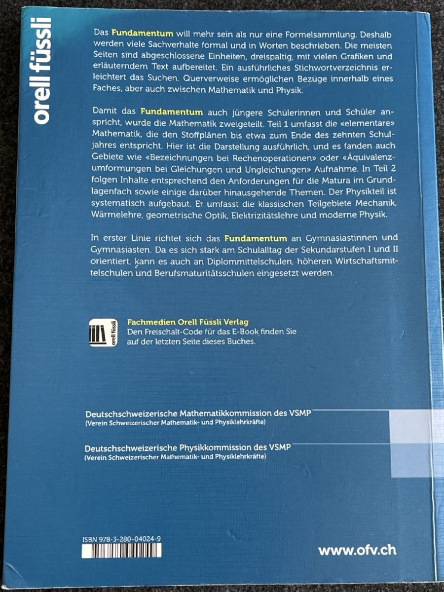Bücher: Fundamentum Mathematik und Physik – Gebraucht aus LUZERN von Zhin369 1