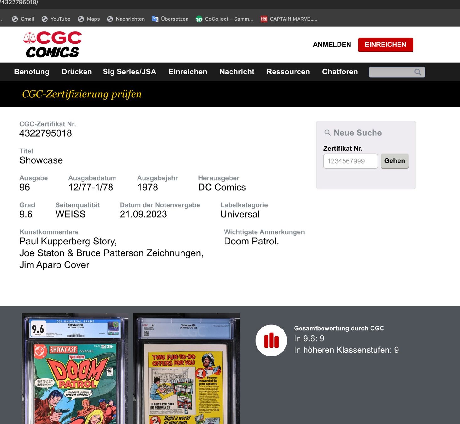 Comics: Showcase #96 (1977) CGC 9.6 DC Comics – Gebraucht aus Amriswil von MA_GA 2