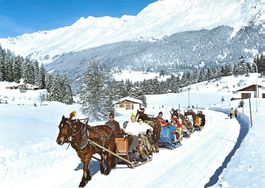 Alte AK Lenzerheide mit Pferdeschlittenfahrt nach Sporz