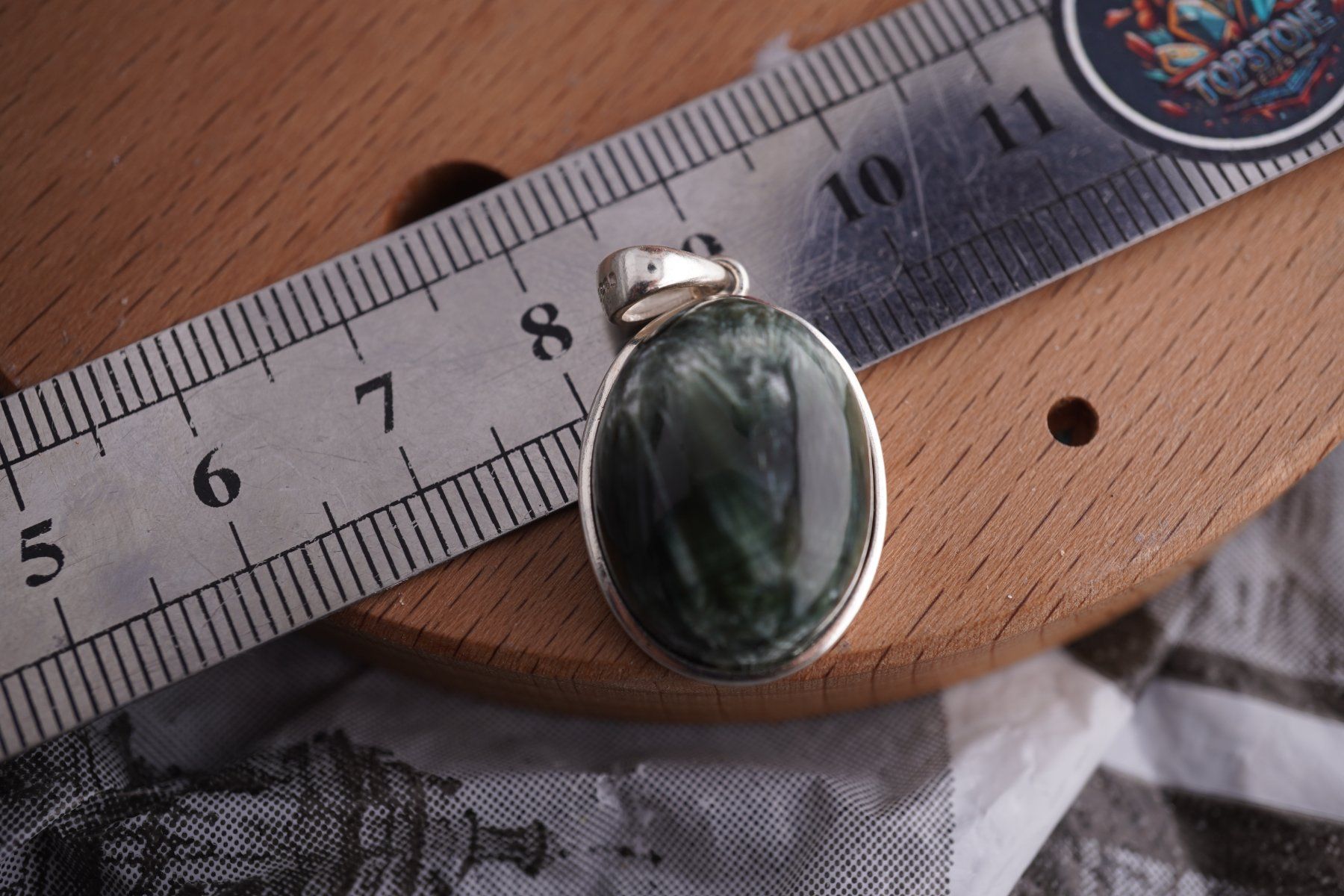 Minerali & Pietre curative: Seraphinit  925 Silber  oval 20mm     Anhänger  "TOPSTONE" – Nuovo e nell'imballaggio originale da Eschenbach SG venduto da topstone