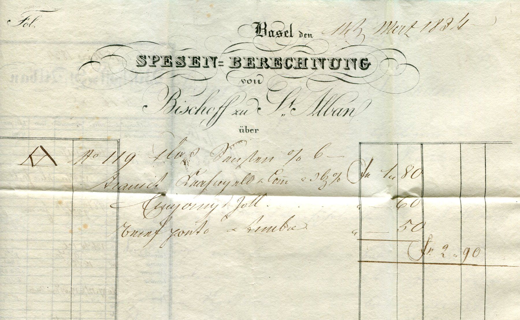 Alle Briefmarken: Faltbrief von Basel nach Solothurn 1834 – Gebraucht aus Opfikon von Prophila 1
