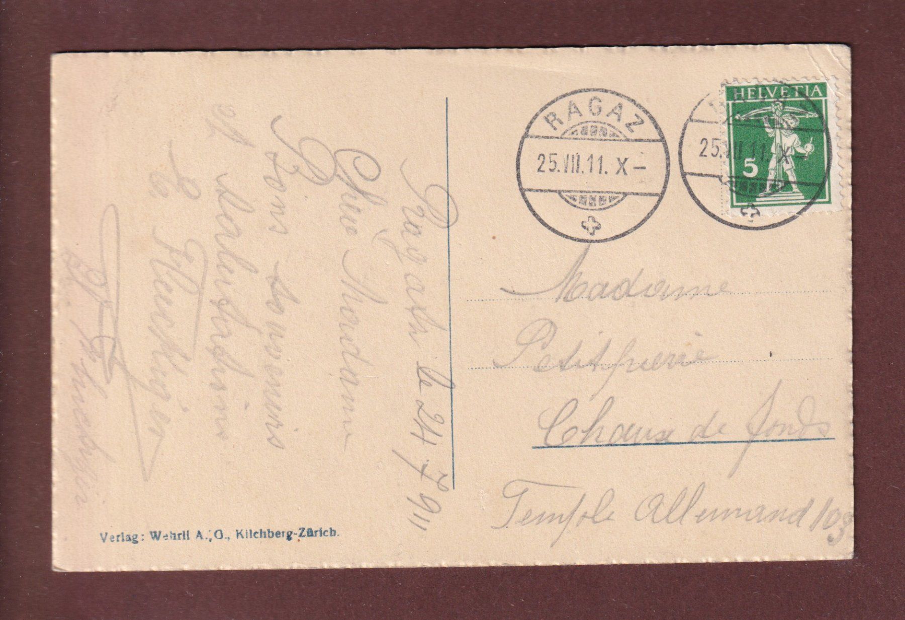 Cartoline postali: RAGAZ - Taminafall - 1911 // Eckbug // – Usato da Pully venduto da nicecards 1
