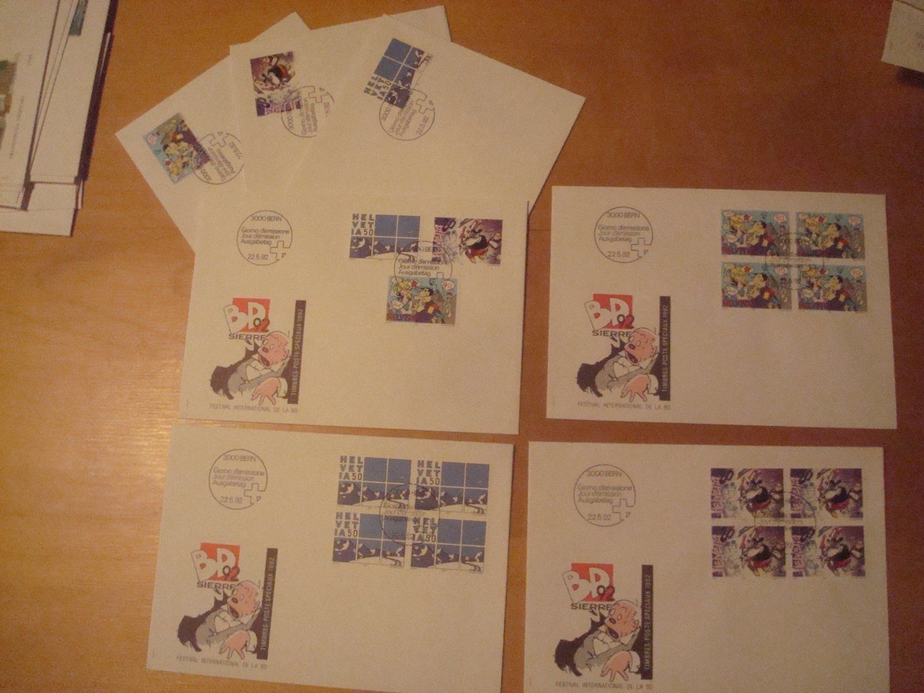 Alle Briefmarken: CH 1992 Serie FDC einzeln und 4er – Gebraucht aus Gordola von Polentaefung