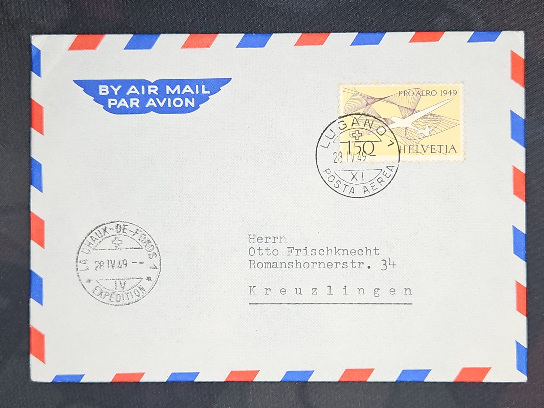 Tutti i francobolli: CL23 Enveloppe + Timbre Suisse 1949 – Usato da Cousset venduto da Patrick_Collections