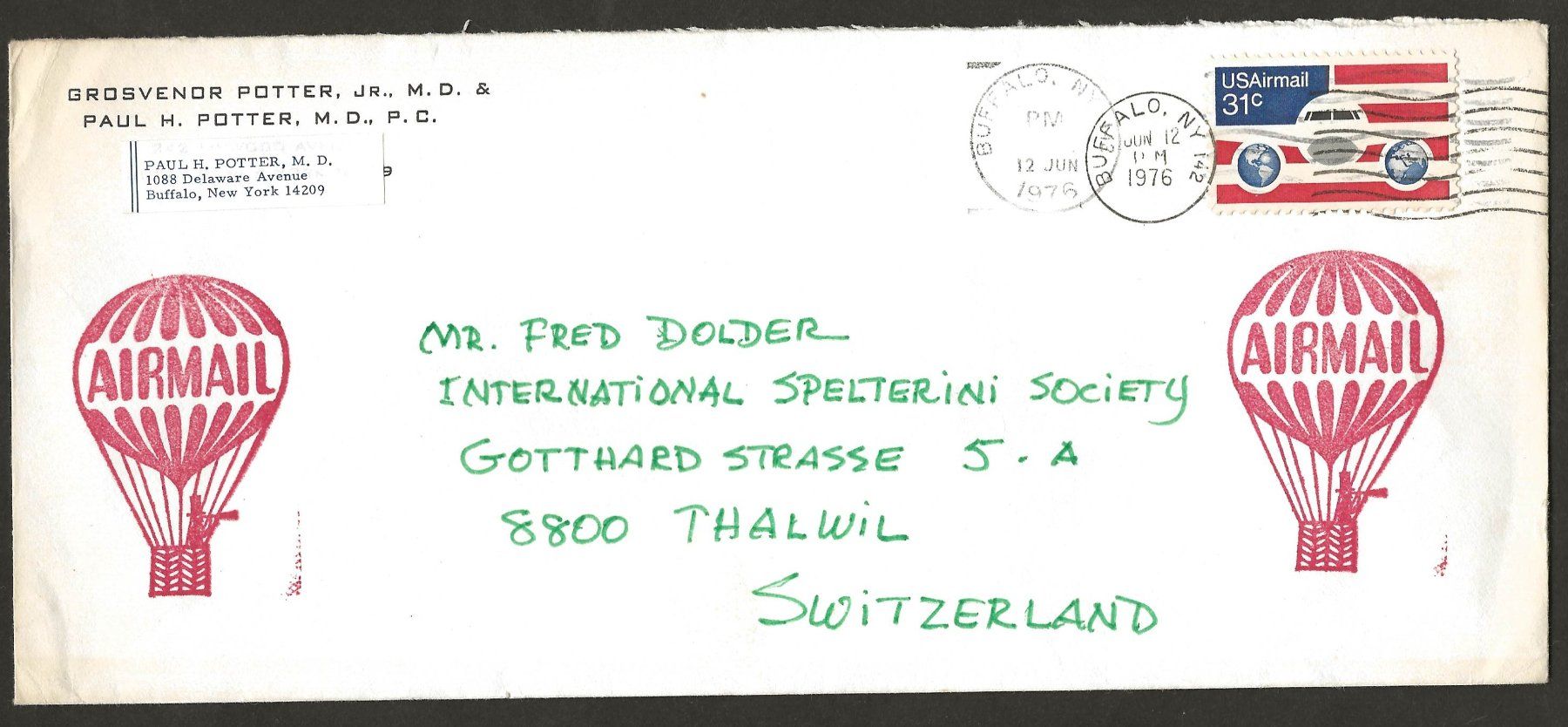 Alle Briefmarken: 6 Ballon Belege USA 1933 1964 1976 Luftpost – Gebraucht aus Au ZH von xelagreb01 6