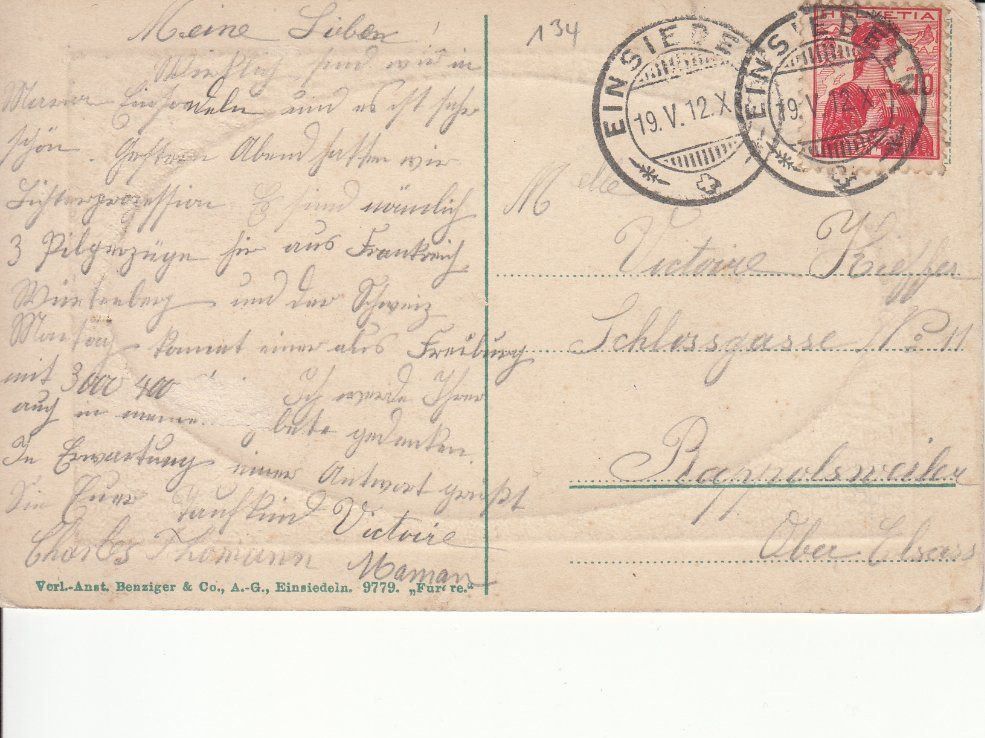 Cartoline postali: Einsiedeln 1912 – Usato da Bürglen TG venduto da StampGraf 1