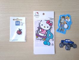 Lot de 4 patchs thermocollants Hello Kitty, Coccinelle, Didl