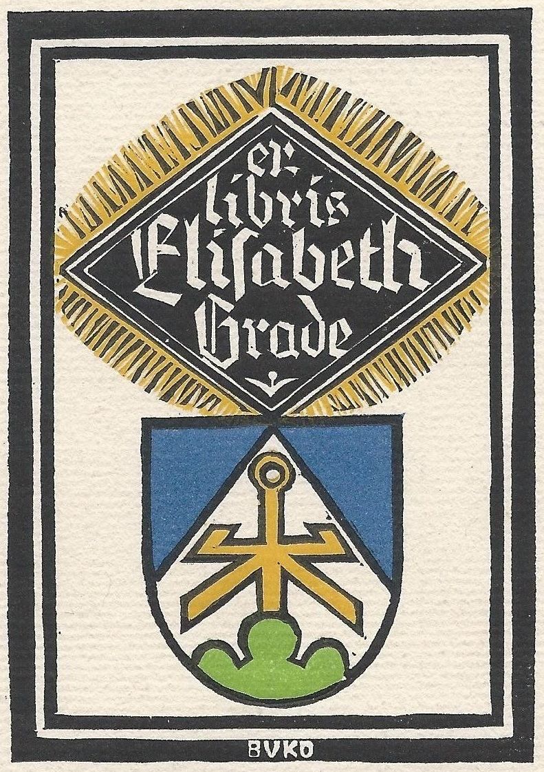 Incisioni: Ex-libris héraldique Elisabeth Grade, par BUKO – Usato da Farvagny-le-Grand venduto da OlivierFurrer