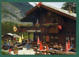Zermatt, Restaurant Moos, belebt, Grossformat