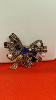 Elegante Vintage Brosche mit Schleife, Goldfarben, Top!