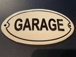 Emailschild/Garage/Oval/Antik