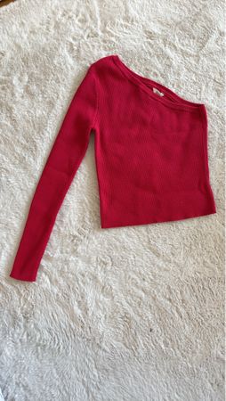 Sommerliches Shirt Gr. M Rot Rib-Optik, wenig getragen