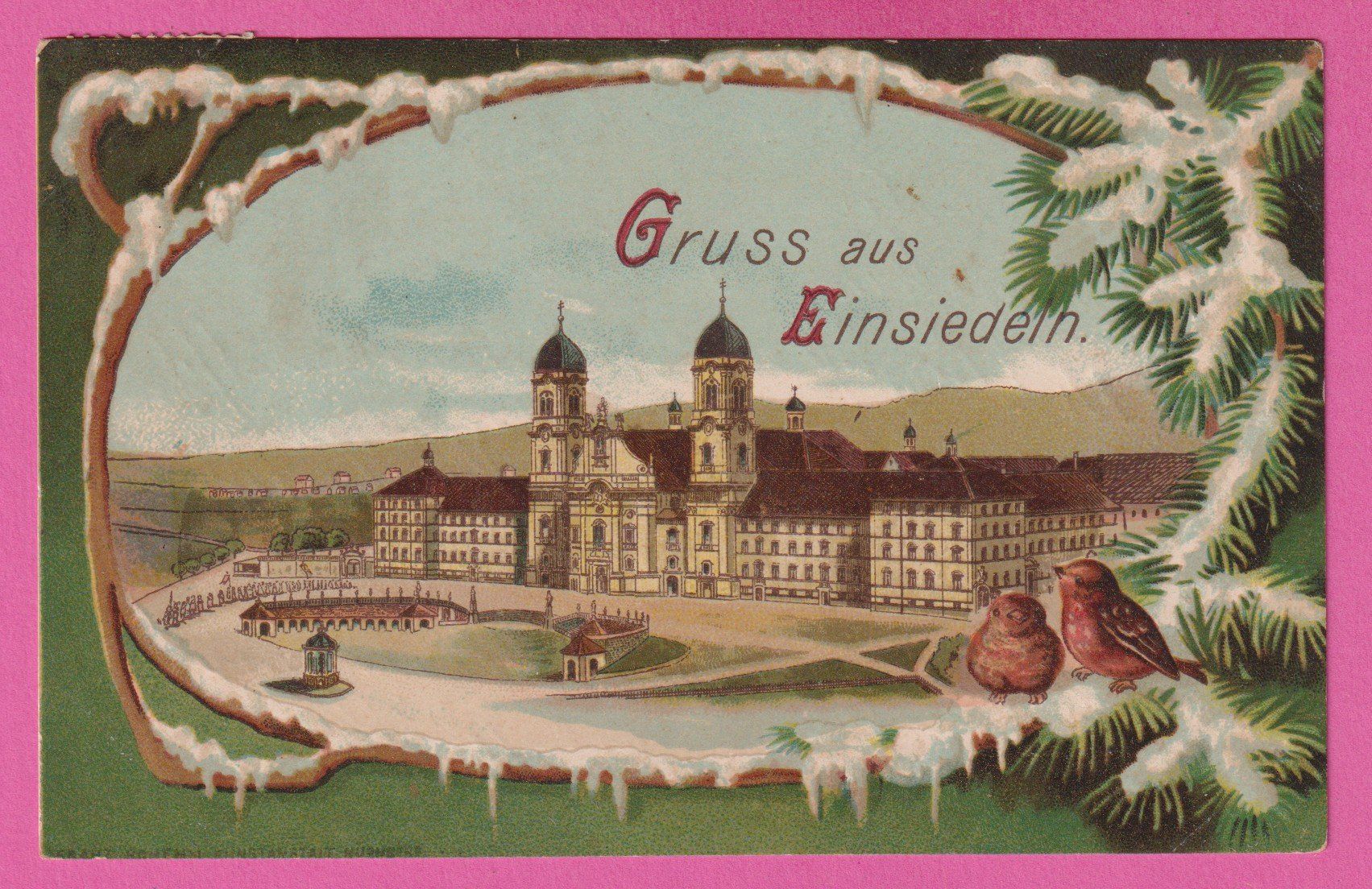 Ansichtskarten: Gruss aus Einsiedeln gel 1908 – Gebraucht aus Einsiedeln von dillie